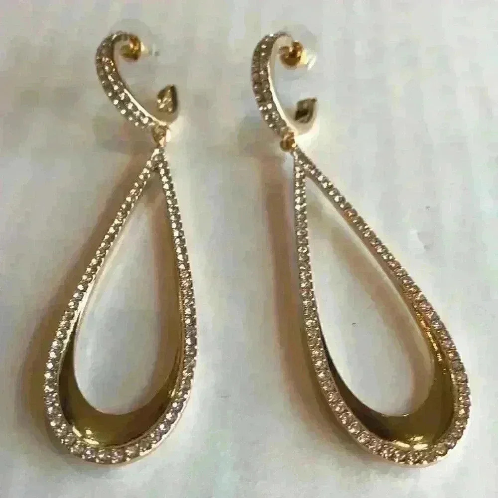 Guess new Pave lined Dangle Earrings - Picture 3 of 8